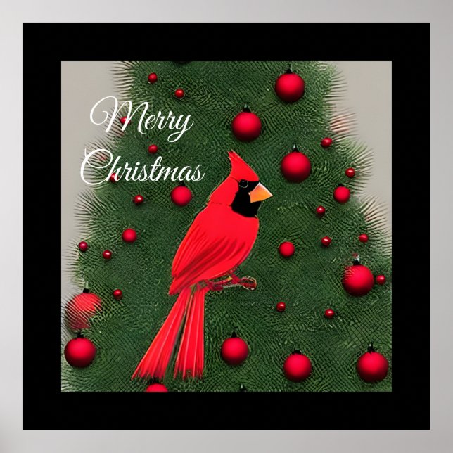 Beautiful Christmas Red Cardinal Poster (Front)