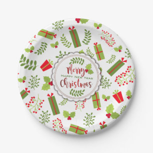 Beautiful Christmas Script Gifts Paper Plate