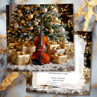 Beautiful Christmas Tree and Violin Festive Poem
