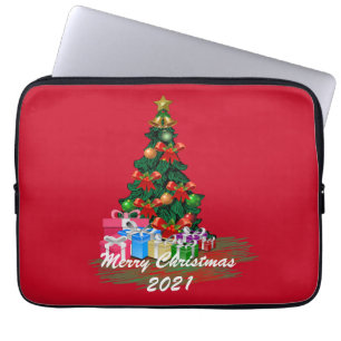 Beautiful Christmas Tree Burgundy Electronics Bag