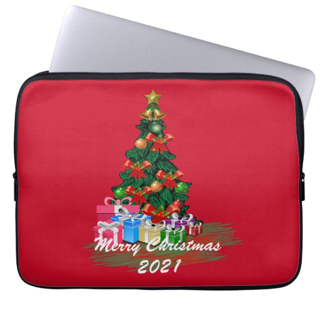 Beautiful Christmas Tree Burgundy Electronics Bag (Front)