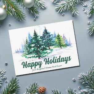 Beautiful Christmas Tree Landscape Custom Company Holiday Card