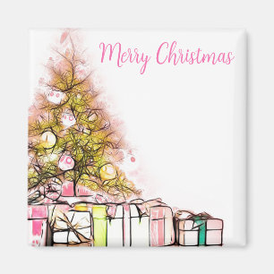 Beautiful Christmas Tree with Presents Magnet