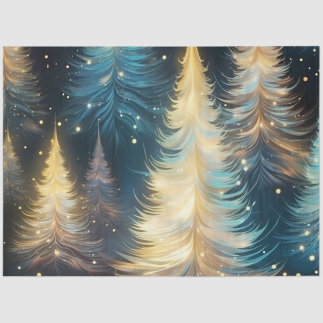 Beautiful Christmas Trees Light Sparkle Christmas Tissue Paper (Front)