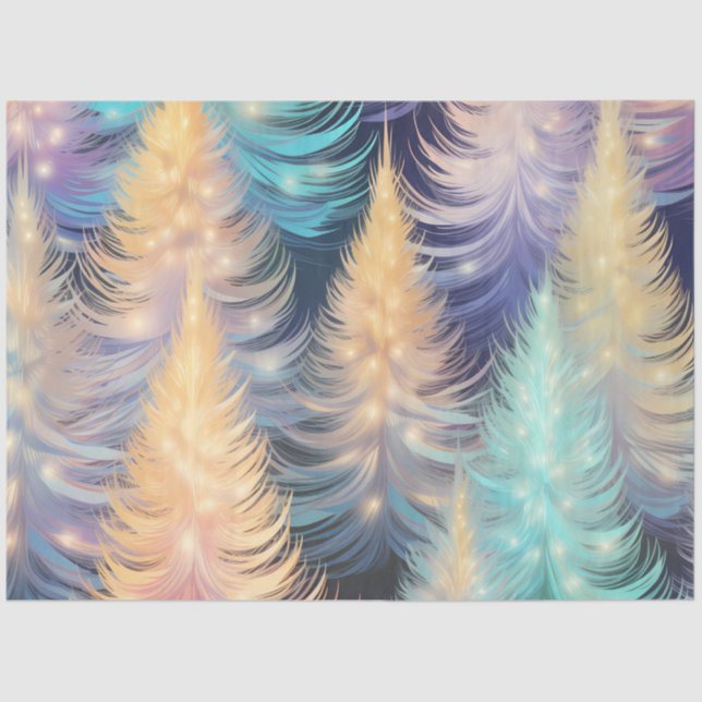 Beautiful Christmas Trees Light Sparkle Christmas Tissue Paper (Front)