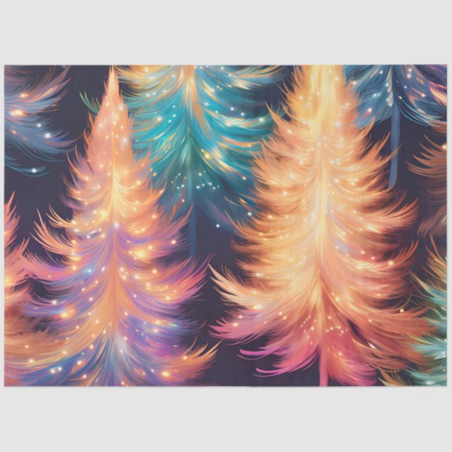 Beautiful Christmas Trees Light Sparkle Christmas Tissue Paper (Front)