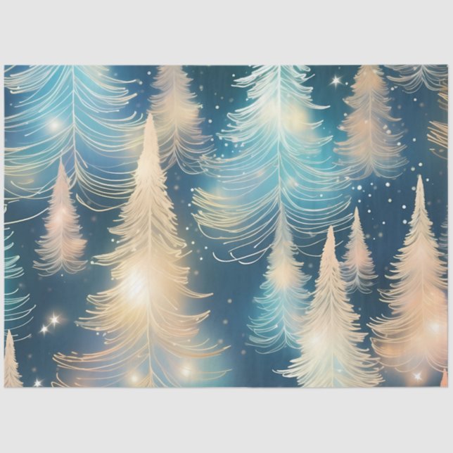 Beautiful Christmas Trees Light Sparkle Christmas Tissue Paper (Front)