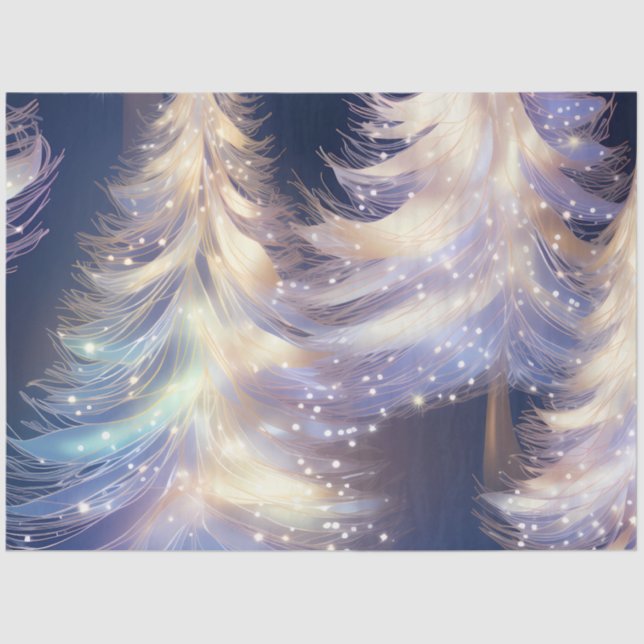 Beautiful Christmas Trees Light Sparkle Christmas Tissue Paper (Front)