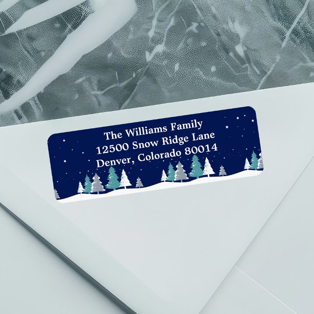Beautiful Christmas Trees Winter Return Address Label (Creator Uploaded)