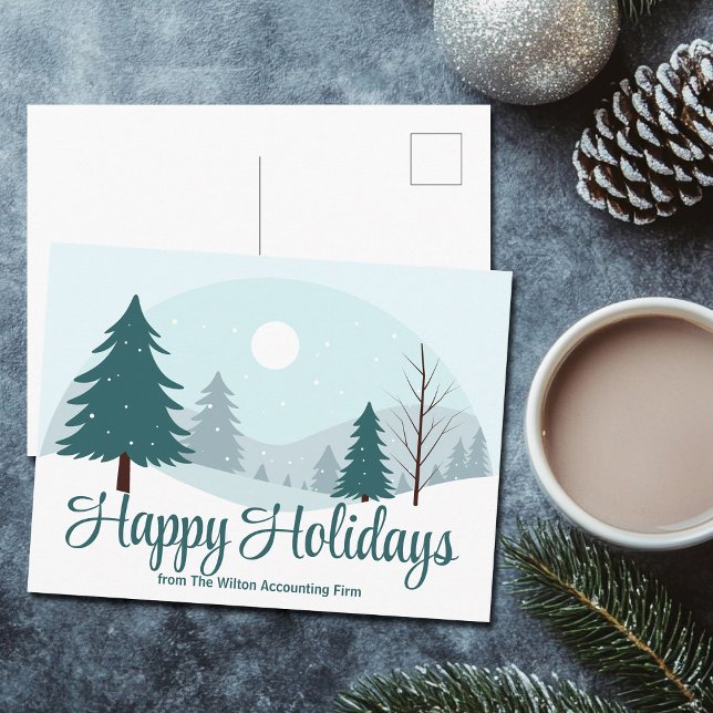 Beautiful Christmas Trees Winter Snow Business Holiday Postcard (Creator Uploaded)