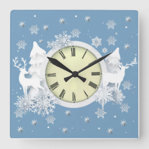 Beautiful Christmas white Square Wall Clock