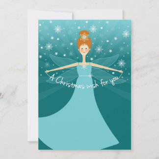 Beautiful Christmas Wish Fairy with Red Hair Holiday Card