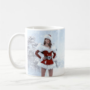 Beautiful Christmas Woman over Winter Snow Coffee Mug