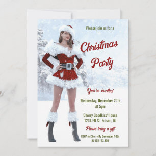 Beautiful Christmas Woman over Winter Snow Invitation