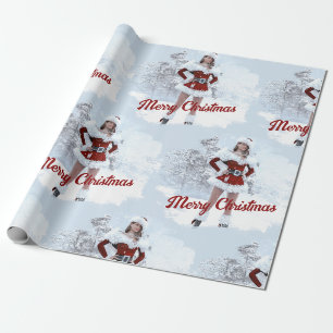Beautiful Christmas Woman over Winter Snow Wrapping Paper