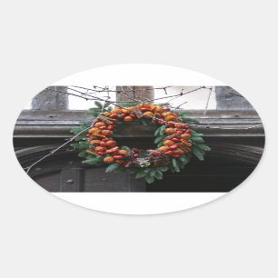 Beautiful! Christmas wreath - Pro photo Oval Sticker