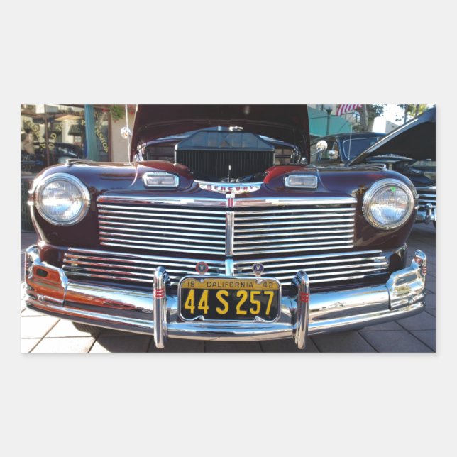 Beautiful Chrome Grille of Classic Mercury Car Rectangular Sticker (Front)