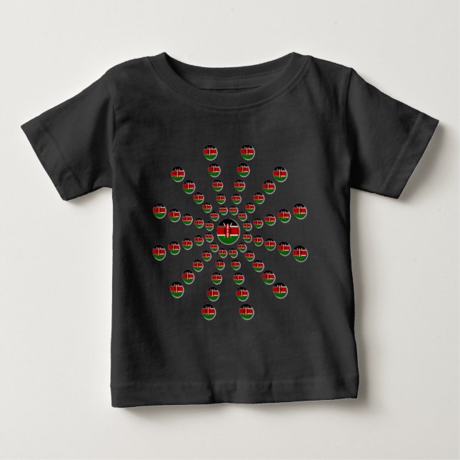 Beautiful Circular Kenyan Flag: A Radial Design Baby T-Shirt (Front)
