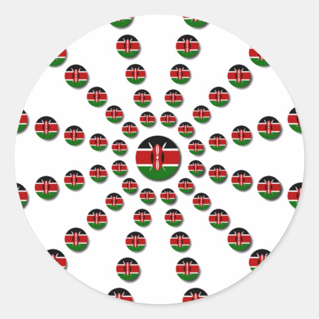 Beautiful Circular Kenyan Flag: A Radial Design Classic Round Sticker (Front)