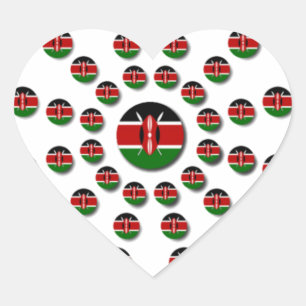 Beautiful Circular Kenyan Flag: A Radial Design Heart Sticker