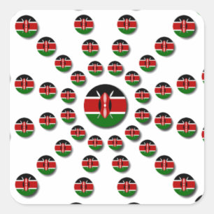 Beautiful Circular Kenyan Flag: A Radial Design Square Sticker