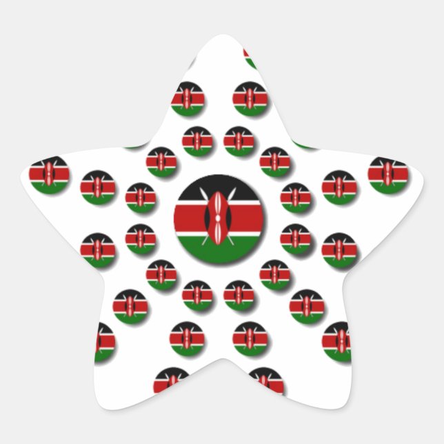 Beautiful Circular Kenyan Flag: A Radial Design Star Sticker (Front)