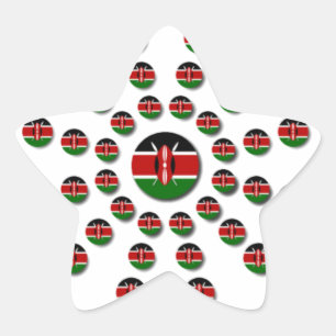 Beautiful Circular Kenyan Flag: A Radial Design Star Sticker