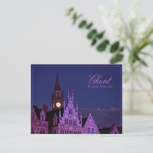 Beautiful city Ghent at night Postcard