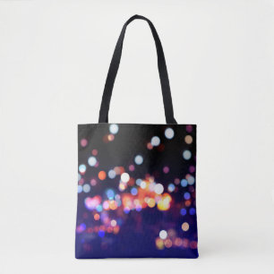 Beautiful city night bokeh light, abstract blur de tote bag