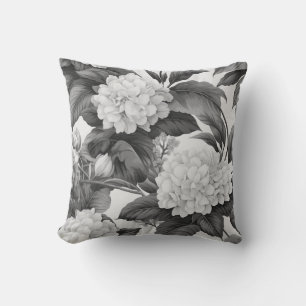 Beautiful classic black and white floral pattern cushion