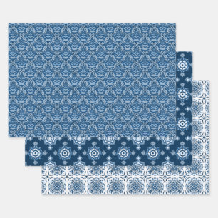 Beautiful Classic Blue   Elegant Blue and White Wrapping Paper Sheet