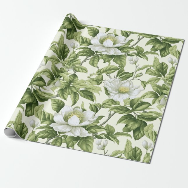 Beautiful classic floral pattern wrapping paper (Unrolled)