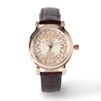 Beautiful Classic Mosaic Brown Peach , Women Watch