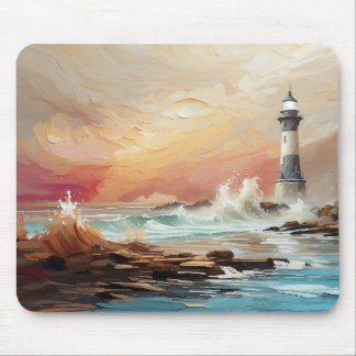Beautiful Classic Stunning Lighthouse Watercolor Mouse Pad
