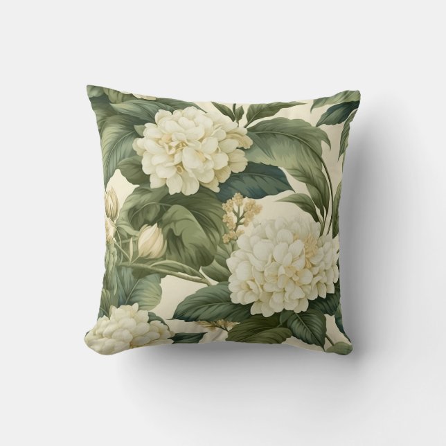 Beautiful classic white floral pattern cushion (Front)