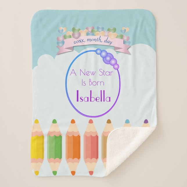 Beautiful Classy Chic Elegant Pastel Colours Sherpa Blanket (Front)