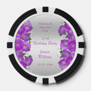 Beautiful Classy Petunias Floral Birthday Poker Chips