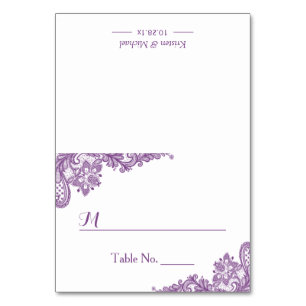 Beautiful Classy Purple Lace Wedding Seating Place Table Number
