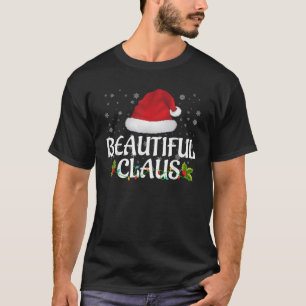 Beautiful Claus Christmas Lights Pajama Family Mat T-Shirt