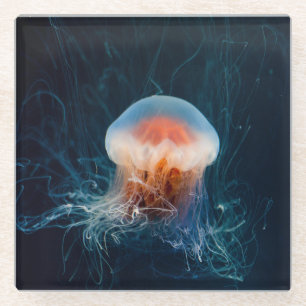 Beautiful Close-Up of a Deep Ocean Jellyfish Glass Coaster