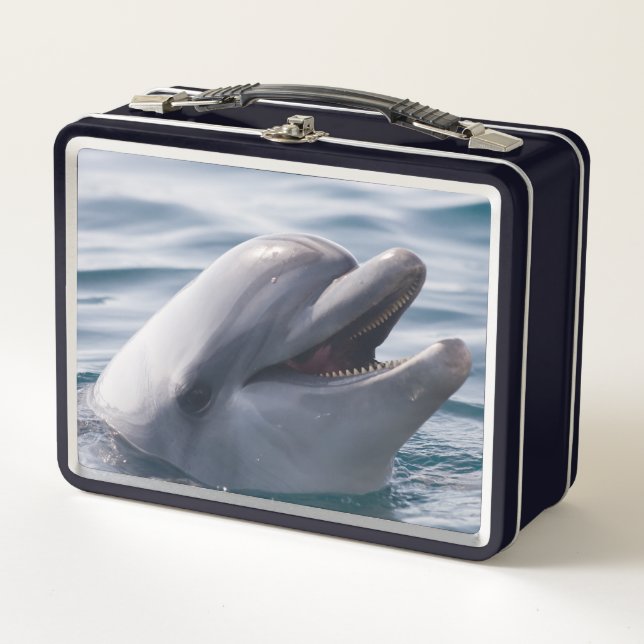 Beautiful Close-Up of a Dolphin Metal Lunch Box (Front)