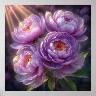 Beautiful Close-Up of Pink Peonies with Sunlight Poster