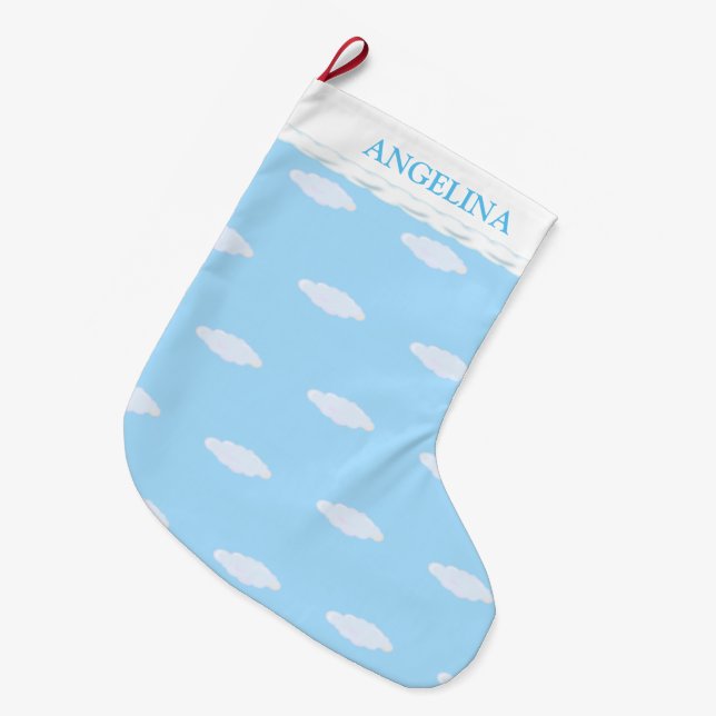 Beautiful  Clouds Large Christmas Stocking (Front (Hanging))