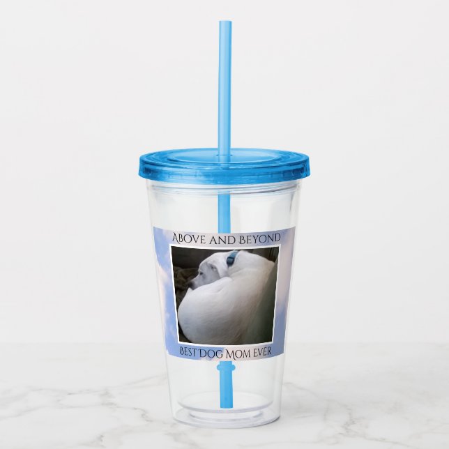 Beautiful Cloudy Sky Best Dog Mum Cute Calm Blue Acrylic Tumbler (Front)