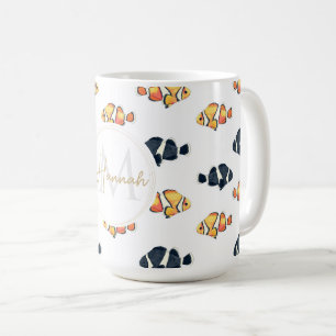 Beautiful Clown Fish Painting Black and Yellow Coffee Mug