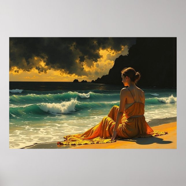 Beautiful Coastal Night Seaside Reflection  Poster (Front)