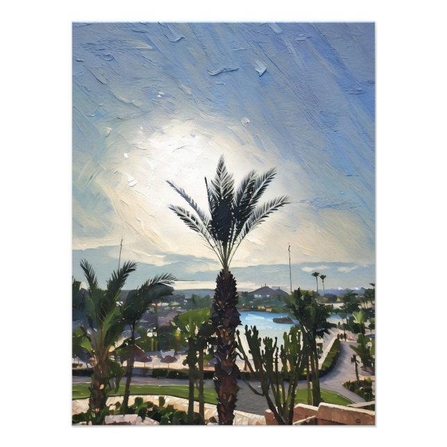 Beautiful Coastal Resort Landscape with Palm Trees Photo Print (Front)