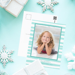 Beautiful Coastal Teal Beach Christmas Holiday Postcard