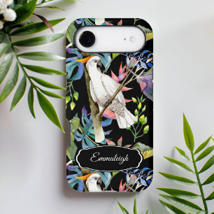 Beautiful Cockatoo Bird Tropical Pattern Black