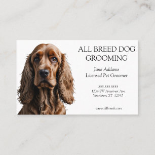 Beautiful Cocker Spaniel Dog Grooming Pet Services Business Card